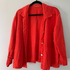 Red linen top